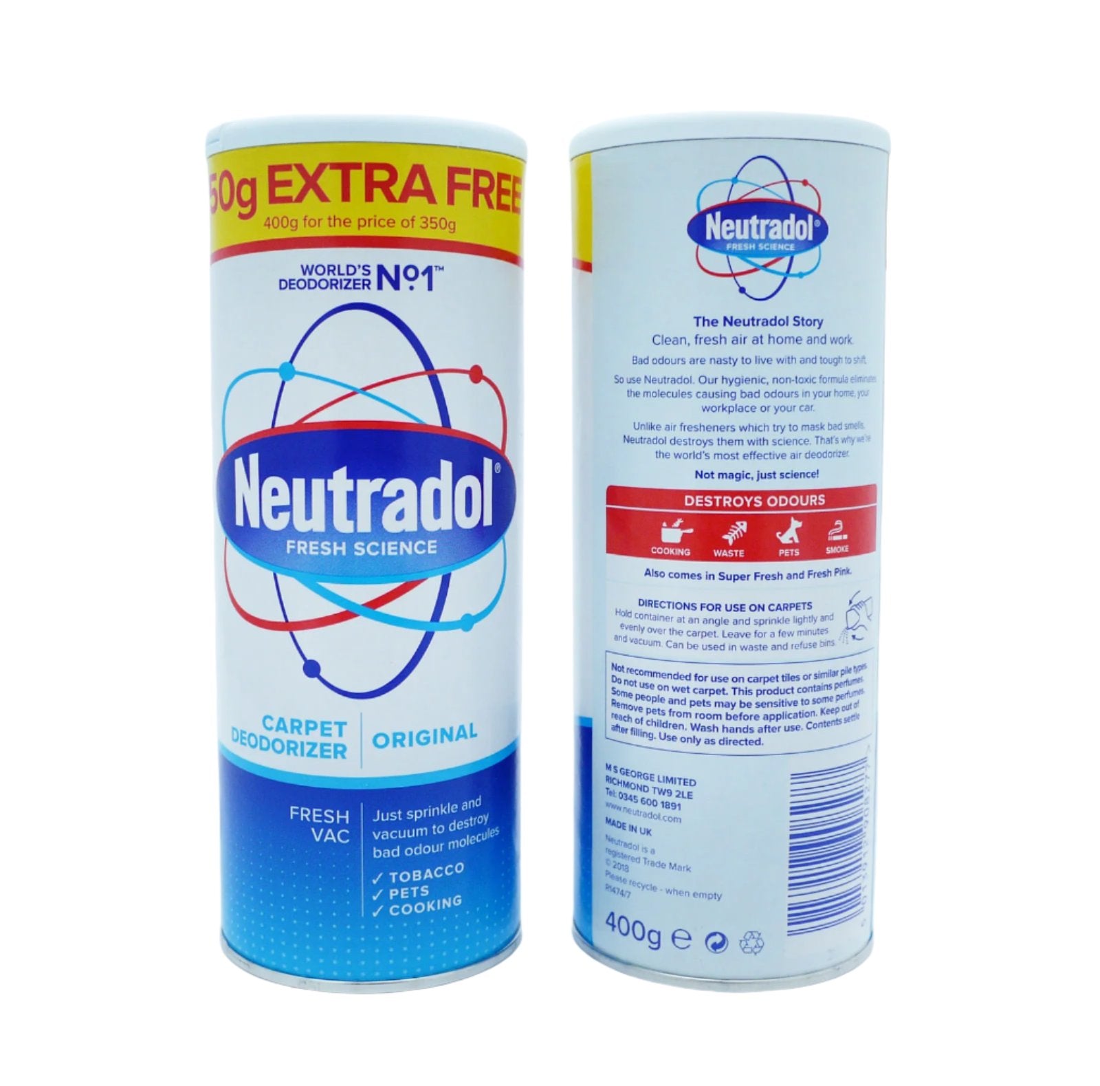 Neutradol Carpet Powder Odour Destroyer Original Vac 'N Clean 350g Neutradol Carpet Powder Odour Destroyer Original Vac 'N Clean 350g